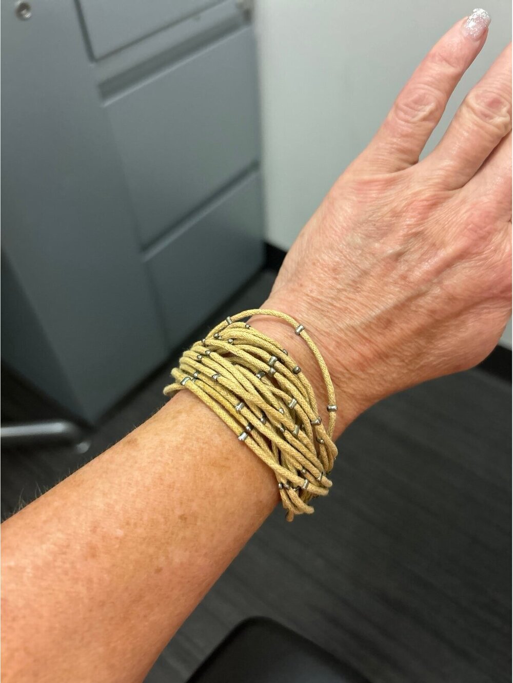 Tan Multi Strand Bracelet with Metal accents